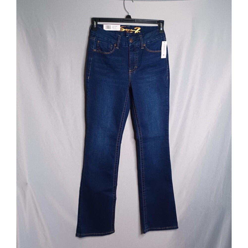 Seven7 Tummyless Jeans Womens 6 Slim Boot Blue Dark Wash High Rise Casual Denim